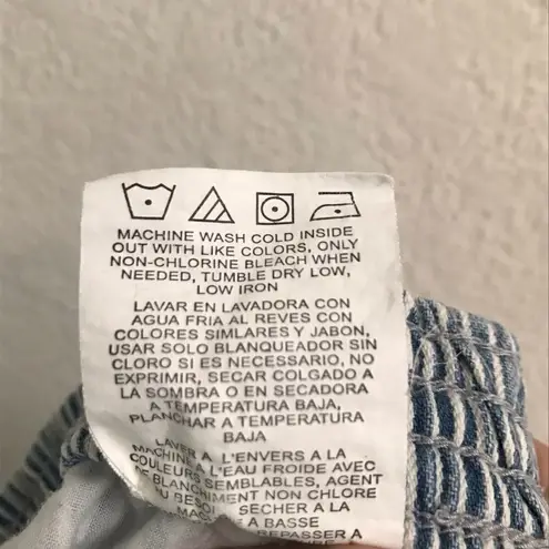 Vintage Chic pinstripe granny core pull on cropped denim jeans 12 Blue