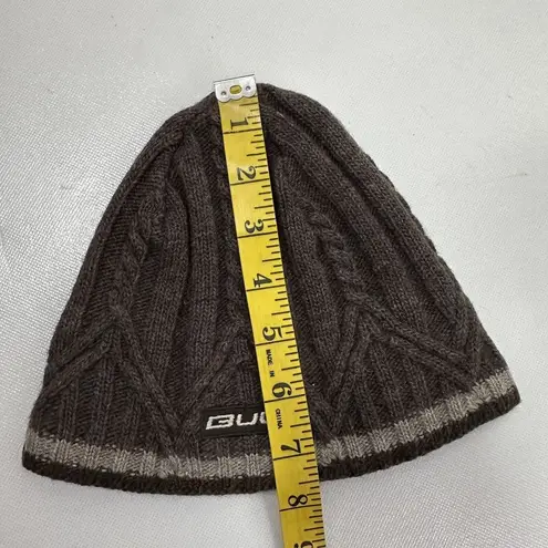 Bula Polartec Fleece Lined Wool Blend Cable Knit Winter Ski Beanie Brown Womens