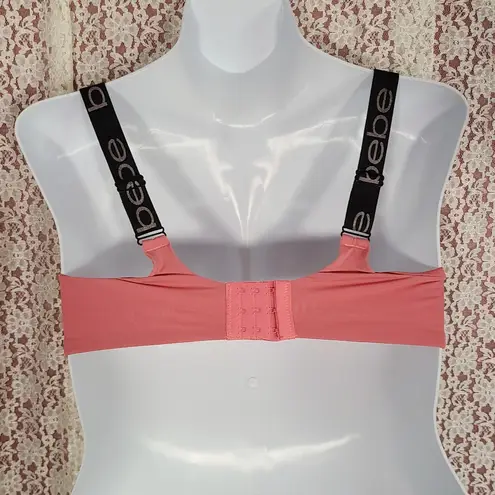 Bebe  pink black activewear padded bra 

size 38D