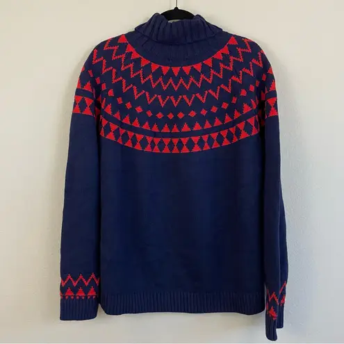Duluth Trading Cotton Blend Fair Isle Turtleneck Sweater Size XXL Blue