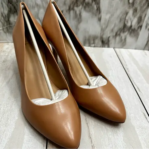 INC International Concepts Leather Tan Heels Pumps Shoes Office Style Capsule Size 11 - Image 2