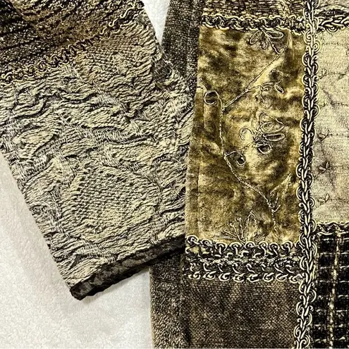 Flashback Velour Patchwork Blazer Jacket Size Small Brown