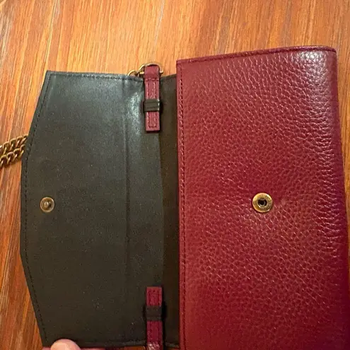 Treesje Burgundy/Deep Red Leather Clutch with Chain Strap
