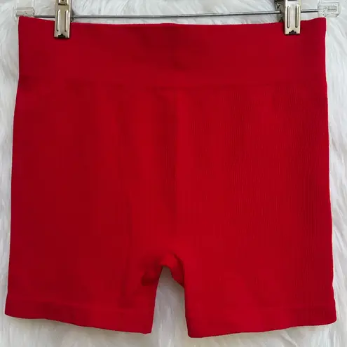 SKIMS Red ribbed biker shorts