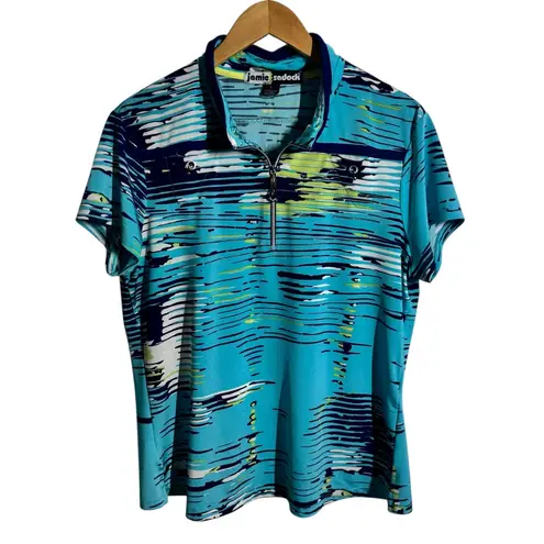 Jamie Sadock Golf Short Sleeve Polo Shirt Top Women L Blue Pickleball Tennis Size L