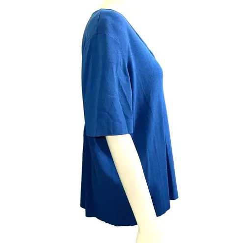 Alfred Dunner Bright Royal Blue Pullover Blouse Flower Decoration Size L