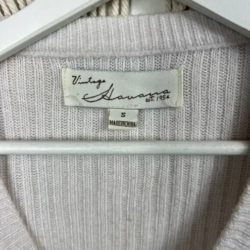 Vintage Havana Womens Cream Small Pullover Sweater Small lace up soft v-neck