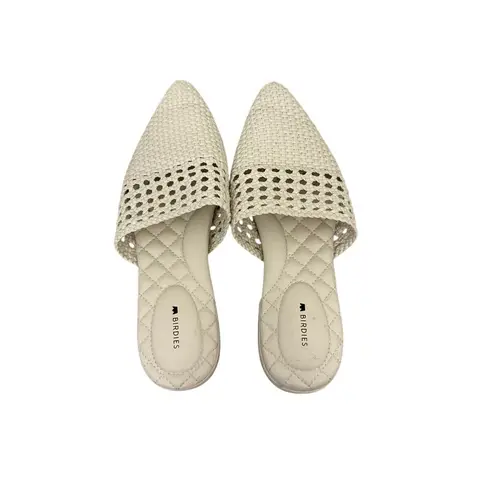 Birdies Shoes White Woven Slip On Mule Slides Flats Size Women's 9