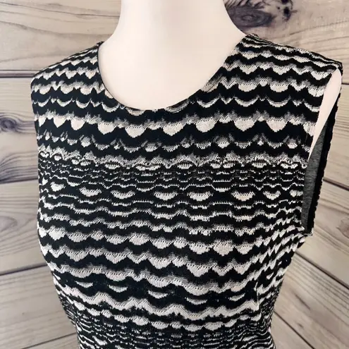 BCBGMAXAZRIA Black & White Knit Peplum Tank Top