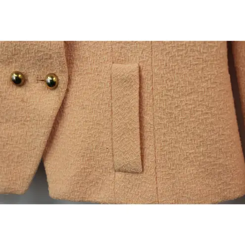 Milly Blazer Womens Double Breasted Collar Gold Buttons Wool 4 Peach Orange