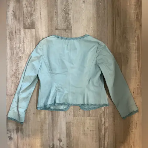 Nine West Vintage  Leather Jacket Powder Blue Size Large.