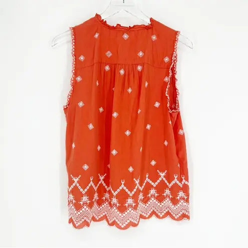 Sundance Embroidered Tank Top M Orange