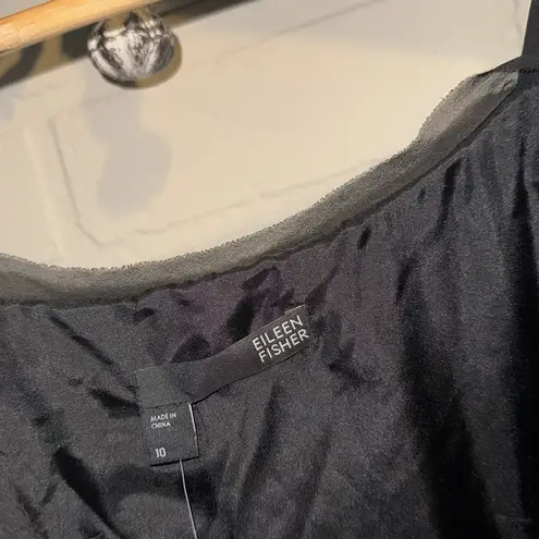 Eileen Fisher  silk dress lined NEW 10 beaded crepe Black Sequin