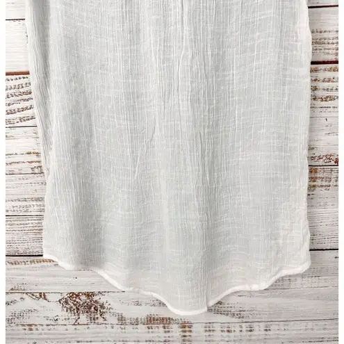 Hem & Thread Women's Distressed Color Block Short Sleeve Shirt Blue White Small