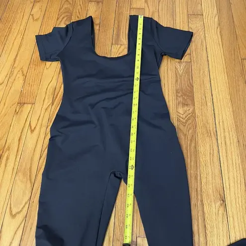 Stript Black Iman Scoop Back Short Sleeve Bodysuit Size XL Made in LA USA