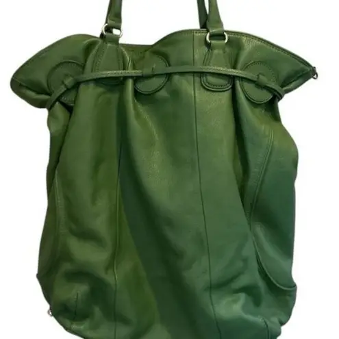 Isaac Mizrahi Women's Large Green Leather Hobo Crossbody Bag