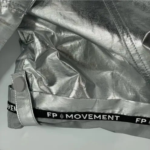 NEW Free People FP Movement Mesmerize Me Shine Pants Size SMALL Silver