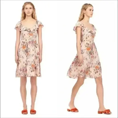 Rebecca Taylor marlena floral silk ruffle dress in size 8
