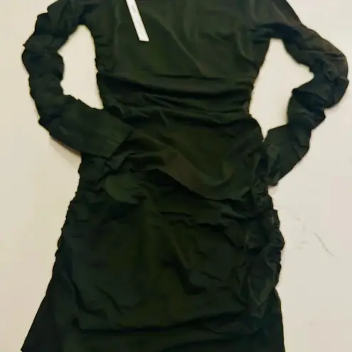 Susana Monaco Open Arm Gathered Long Sleeve Dress | Hunter Green | NWT | M