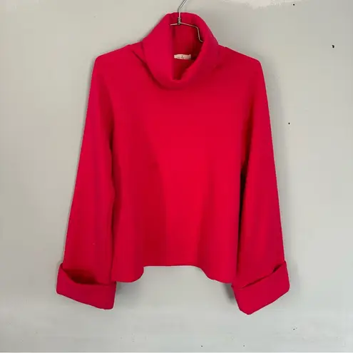 En Elly Thomas Turtleneck Sweatshirt Bell Sleeves Small Raspberry Pink