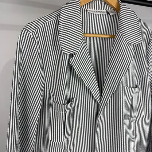 Sag Harbor Black and White Striped Blazer Size 18