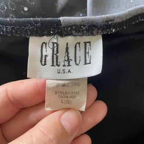GRACE Silver Black Sequin Glitter Witchy Vampy Asymmetric Gothic Dress L Size L