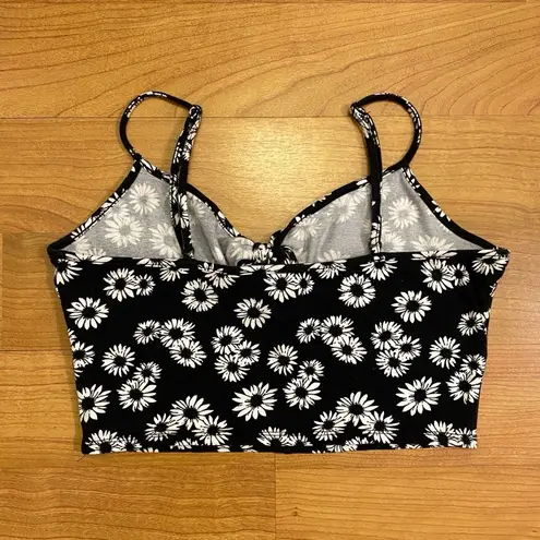 Forever 21  Black & White Floral Tie Front Top