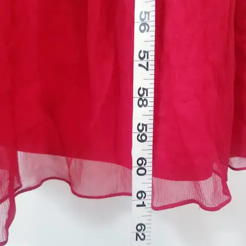 Jay Godfrey 100% Silk Red Chiffon One Shoulder Long Gown