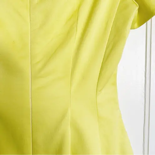 McGinn • Taylor Dress fit & flare polished cotton lemon yellow chartreuse Anthro Size 4