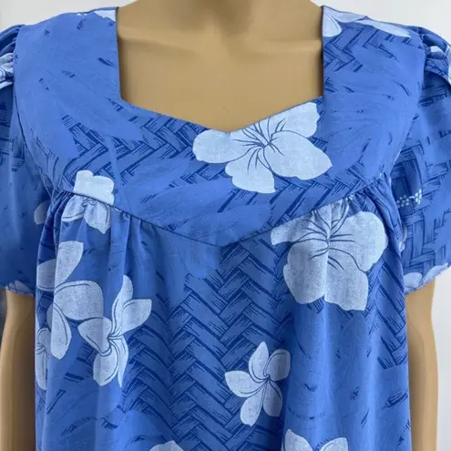 Vintage Blue  Hawaiian Mumu Dress Size MEDIUM