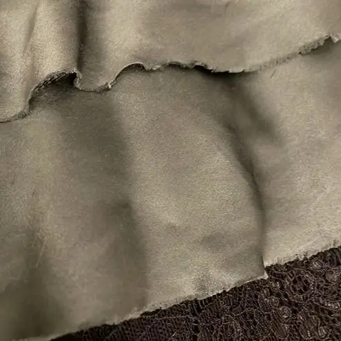 Poleci Green Silk Layered Camisole Tank Top Shirt Womens Size 4 Black Lace