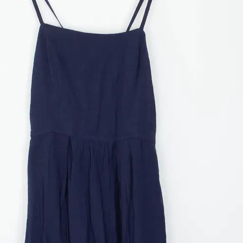 Halara NWT Womens Spaghetti Strap Lace Up Jumpsuit Cropped Size L Blue Gauzy
