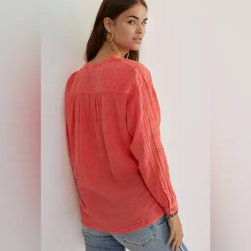 Pilcro Anthropologie Mila Draped Button Down Top Shirt in Coral Size Medium