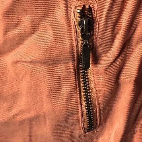 Max jeans Salmon Pink Utility Jacket Small Boyfriend Military Zip Pocket Retro