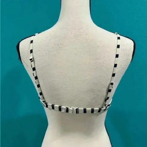 J.Crew  beige and navy blue striped bikini top in size medium