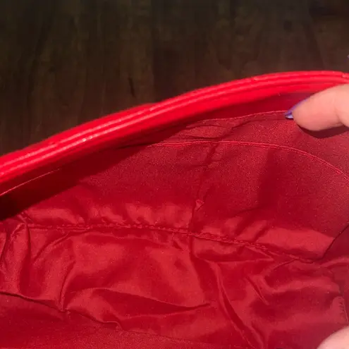 Badgley Mischka NWT Red Faux Leather Big Diamond Quilted Top Handle Shoulder Bag