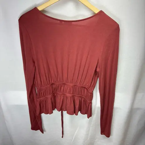 Good Luck Gem Rust/Rose Colored Long Sleeve Blouse