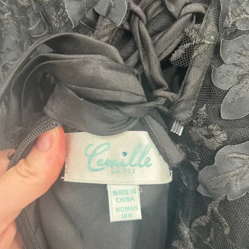 Camille La Vie Womens Whimsigoth Floral Applique Corset Tulle Gown Dress Size 14