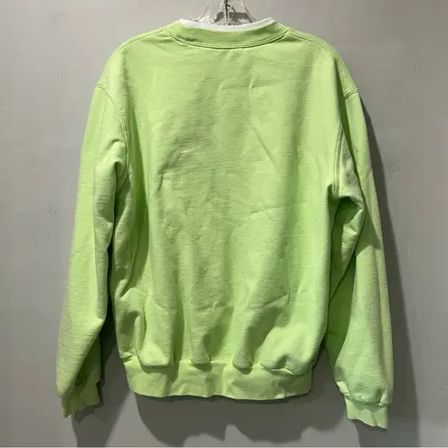 Morning Sun Polar Bear Embroidered Green Christmas Sweatshirt Size Large