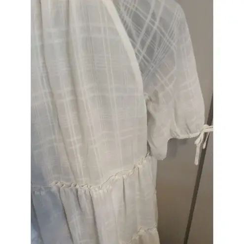 TRIBAL FEMME Women's Dress White Midi Romantic Flowy Size Medium