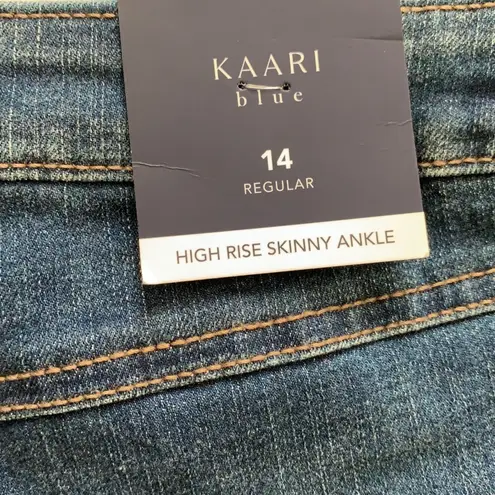 Kaari Blue Jeans Button Fly High Rise Frayed Hem Skinny Ankle Jeans Size 14 NEW