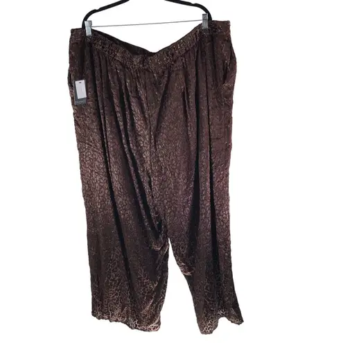 Eloquii Womens Pants Sheer Burnout Leopard Print Metallic Brown 26
