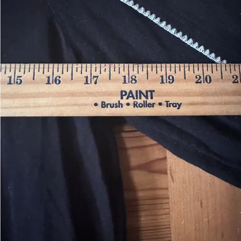 J.Jill Black Puff Sleeve Top White Stitching Bohemian Cottagecore XS