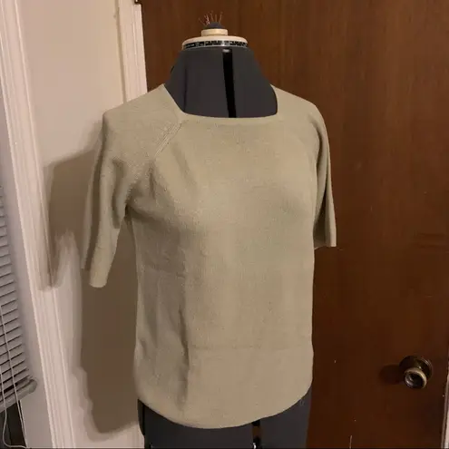 90s scandi girl knit square neck shirt tan
