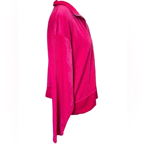 Jaclyn Smith Sport Vintage 90s Pink Velvet Corduroy Tropical Floral Zip Jacket