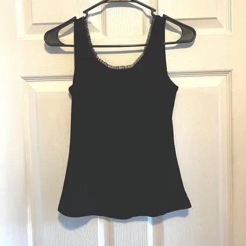 Black Velvet Tank Ruffle Trim Gothic XS Vamp Party