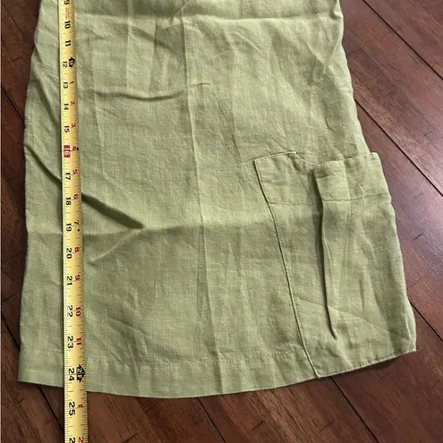 Bryn Walker Bryan Walker Green Casbah Linen Wide Leg Cropped Pants Size XL