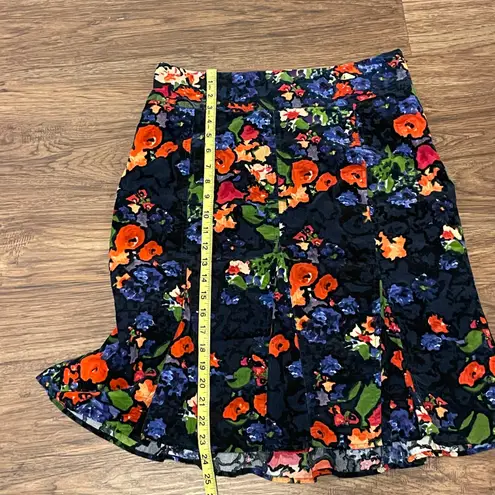 HD in Paris Floral Pleated Skirt Black Blue Red Orange Green Size 12