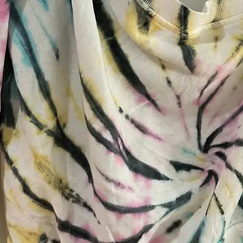 Vintage Havana TIE DYE COLD SHOULDER CROPPED SWEATER MEDIUM