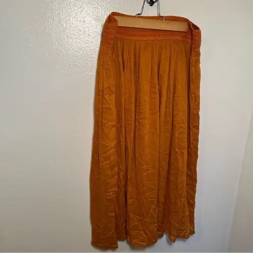 Gypsie Blu Orange Solid Rayon Gauze Pattern Skirt Size L